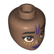 Minidoll Head Black Eyebrows, Dark Purple Lips, Lines, Gold Dots