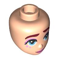 Minidoll Head Dark Red Eyebrows, Bright Pink Eyeshadow, Bright Light Blue Eyes, Crooked Smile