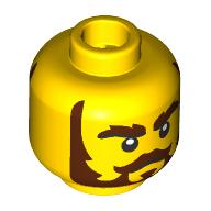 Minifig Head, Thick Reddish Brown Sideburns, Eyebrows, Beard, Stern, Closed Mouth / Smiling, Open Mouth