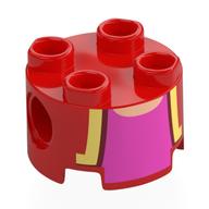 Brick Round 2 x 2, Pin Holes with Gold Lapels and Magenta Undershirt Print Red