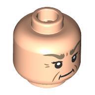 Minifig Head Magdalene Dursley, Dark Tan Eyebrows, Crows Feet, Smirk