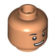 Minifig Head Sig Greebling, Black Eyebrows, Open Mouth Smile / Worried