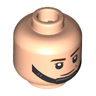 Minifig Head AT-ST Pilot, Black Chin Strap, Dark Red Eyebrows