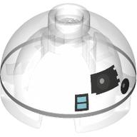 Brick Round 2 x 2 Dome Top with Astromech, R3-T6, Dark Bluish Grey Line, Black Eye, Medium Blue Square print