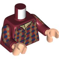 Torso, Dark Red Arms, Light Nougat Hands with print