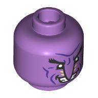 Minifig Head Arlong, Black Eyebrows, Long Pointy Noes, Dark Purple Lines, Closed Mouth / Open Mouth Grin