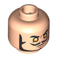 Minifig Head Dracule Mihawk, Thick Back Eyebrows, Beard, Moustache, Yellow Eyes