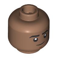 Minifig Head Miles Morales, Black Eyebrow, Skeptic / Angry