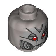 Minifig Head Ultron, Droid Head, Armor Plating, Red Eyes