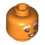 Minifig Head Oompa Loompa, Female, White Eyebrows, Lopsided Smile / Open Mouth Smile