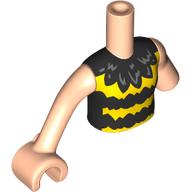 Minidoll Torso with Left Limb Reduction, Light Nougat Arms and Hand with Black/Yellow Striped Top (Bee) print