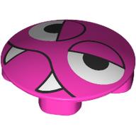 Plate Round 2 x 2 with Rounded Bottom [Boat Stud] with Face, White Eyes, Fangs print (Caterkiller)