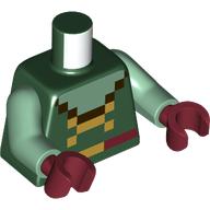Torso, Pixelated Sand Green Collar, Dark Brown Trim, Gold Laces, Dark Red Belt print, Sand Green Arms, Dark Red Hands