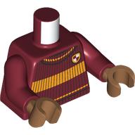 Torso, Knitted Sweater, Bright Light Orange Stripes, Gryffindor Crest print, Dark Red Arms, Medium Nougat Hands