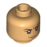 Minifig Head Suki, Dark Brown Eyebrows, Frown / Open Mouth