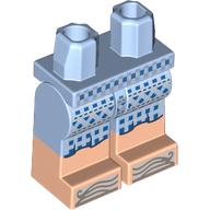 Hips with Bright Light Blue Legs and Light Nougat Boots Pattern with Dress, Blue Squares, Silver Slippers print