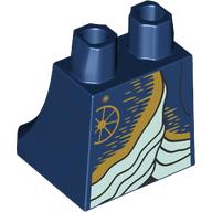 Hips and Legs Under Dress/Robe with Light Aqua Underdress, Gold Decorations, Wheel print