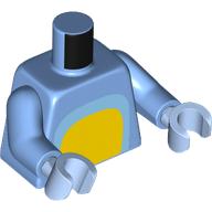 Torso, Bright Liht Blue/Yellow Chest, Black with White Spots Tail/Spot on Back print, Medium Blue Arms, Bright Light Blue Hands