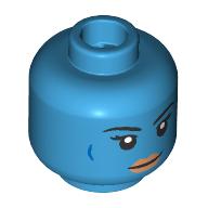 Minifig Head Aayla Secura, Black eyebrows, Nougat Lips, Dark Blue Lines, Neutral / Angry Scowl