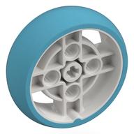 Wheel 43 x 14 with 4 Spokes, Axle Hole, and Medium Azure Integral Tire