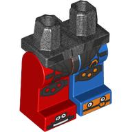 Hips and Blue Left Leg, Red Right Leg with Dark Silver Armor, Knee Caps, Black Cat/Orange Durrr Burger on Toes print