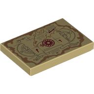 Tile 2 x 3 with Dark Tan One-Eyed Willie's Treasure Map, Dark Red Windrose print