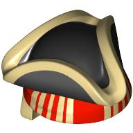 Tricorn Hat with Bandana Tan, Red Stripes print