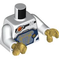 Torso, Space Suit, Dark Blue/Sand Blue Panel, Gold Lines, Classic Space Logo, White Arms, Pearl Gold Hands
