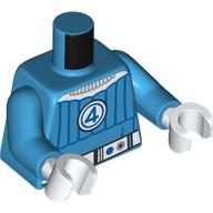 Torso, Blue Stripes, White Circle with Blue 4, White Belt, Collar print, Dark Azure Arms, White Hands