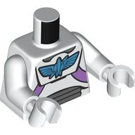 Torso, Space Suit Armor, Dark Azure Falcon, Lavender/Dark Bluish Grey Markings print, White Arms and Hands