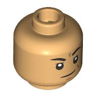 Minifig Head Black Eyebrows, Smirk, Raised Eyebrow