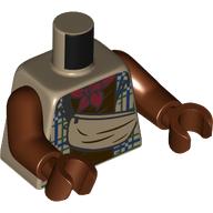 Torso, Jacket with Dark Blue Stripes, Dark Brown Shirt, Red Handkerchief, Tan Bag print, Reddish Brown Arms and Hands