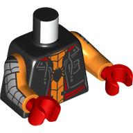 Torso, Jacket, Laces, Red Trim, Orange Spider Suit, Dark Bluish Grey/Black Webbings on Arms print, Orange Arms, Red Hands
