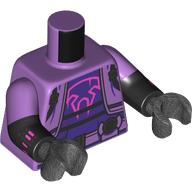 Torso, Dual Molded Arms with Jacket, Black Straps, Utility Belt, Dark Purple Shirt with Bright Pink Prowler Logo, Silver Backpack, Silver Weapons on Arms print, Medium Lavender Sleeves Pattern, Pearl Titanium Arms and Hands