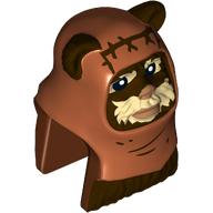 Minifig Head Special, Ewok with Molded Dark Orange Hood and Tan Face Paint, Stitches and Creases Print (Wicket)