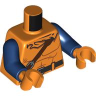 Torso, Muscles, Reddish Brown Strap, Black Belt, Hood print, Dark Blue Arms, Orange Hands