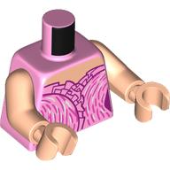 Torso, Dress, Bright Pink Ruffles, Dark Purple Trim, Silver/Dark Pink Streaks print, Light Nougat Arms and Hands