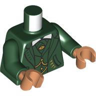 Torso, Suit, Dark Green Jacket, White Collar, Gold Eyes, Straps print, Dark Green Arms, Nougat Hands