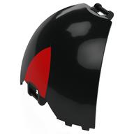 Panel Curved, Quarter, with Bars at Each End with Red Triangle Print Black