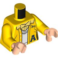 Torso, College Jacket, Dark Blue 'A', White Sweater, Bright Light Yellow Shirt print, Yellow Arms, Light Nougat Hands