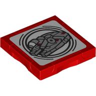 Tile Special 2 x 2 with SMART Tag with Millennium Falcon print