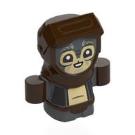 Creature, Anzellan, Reddish Brown Hood, Belt, Hands, Tan Face, Laughing print