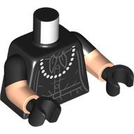 Torso, Dual Molded Arms with pearl Necklace, Dress, Scarf print, Black Sleeves Pattern, Light Nougat Arms, Black Hands