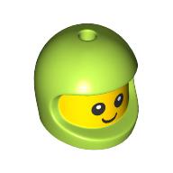 Minifig Head Special, Baby with Lime Helmet pattern, Face print