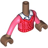 Image of part Minidoll Torso Girl with Medium Brown Arms and Hands with Collar/Red Sweater, White Shirt print