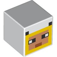 Minifig Head Special, Cube, Pixelated Yellow/Nougat Face, Black Eyes, Ears, Medium Nougat Mouth