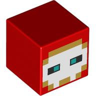 Minifig Head Special, Cube, Pixelated White/Tan Face, Dark Turquoise Eyes