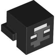 Minifig Head Special, Cube with Rear Ledge, Wither, Pixelated Dark Bluish Grey/White Face