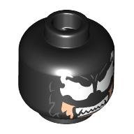 Minifig Head Wolverine, Venomized, White Spider Eyes, Sharp Teeth / Light Nougat Face, Black Eyebrows, Stubbles