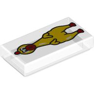 Tile 1 x 2 with Yellow Rubber Chicken print